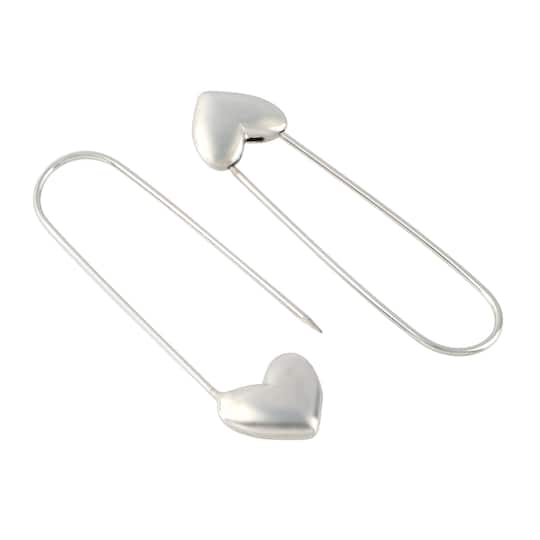 42.5mm Heart Safety Pin Charm Connectors, 2ct. by Bead Landing™